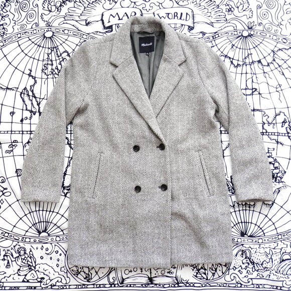 Madewell || Gray Herringbone Blazer Jacket - Picture 1 of 12